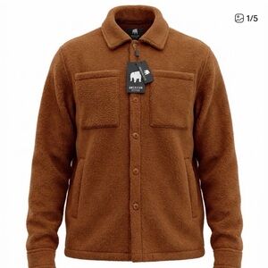 American Stitch Brown Sherpa Fleece Shirt Jacket Men’s Medium  NWT